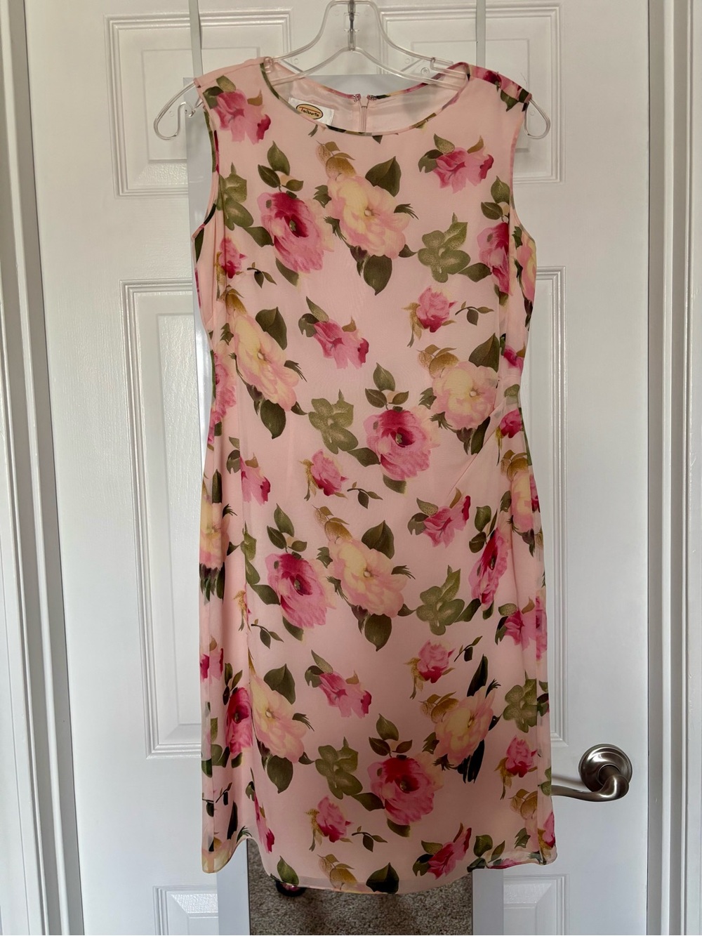 Talbots SILK Pink Floral Sleeveless Shift Dress